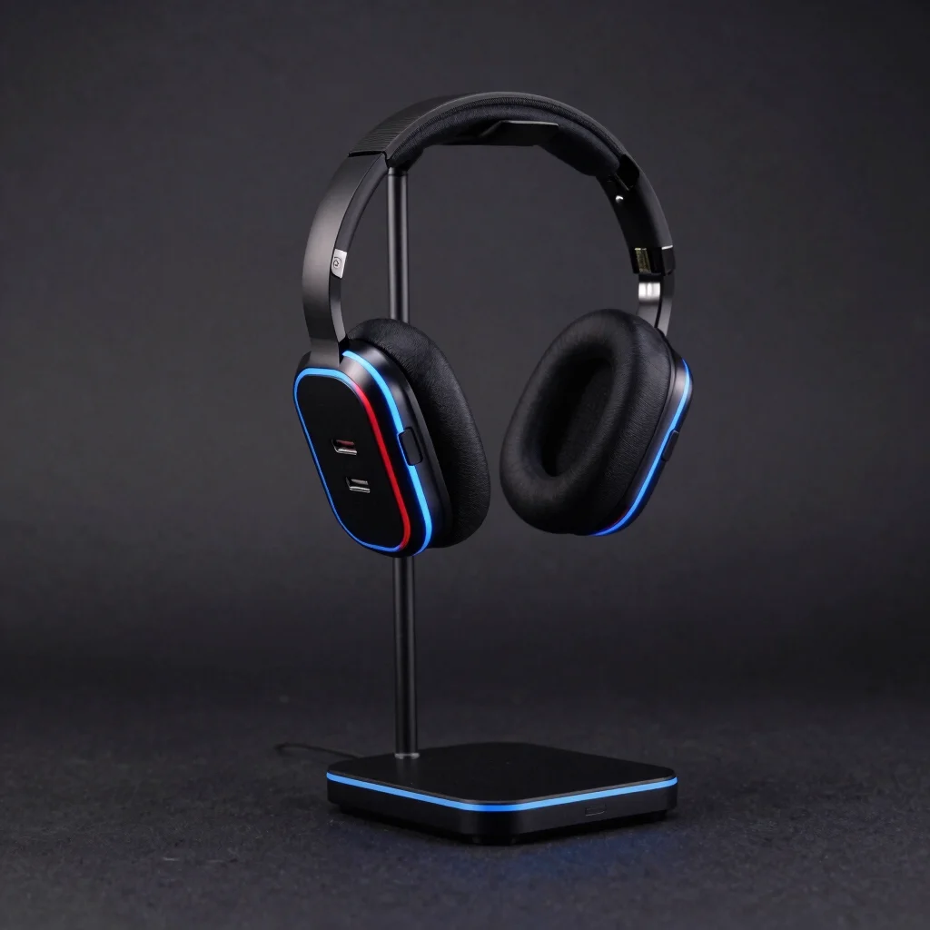 Suporte para Headset com Hub USB Neon